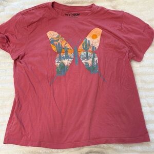 Fifth Sun Women's Desert Butterfly Tee in Red